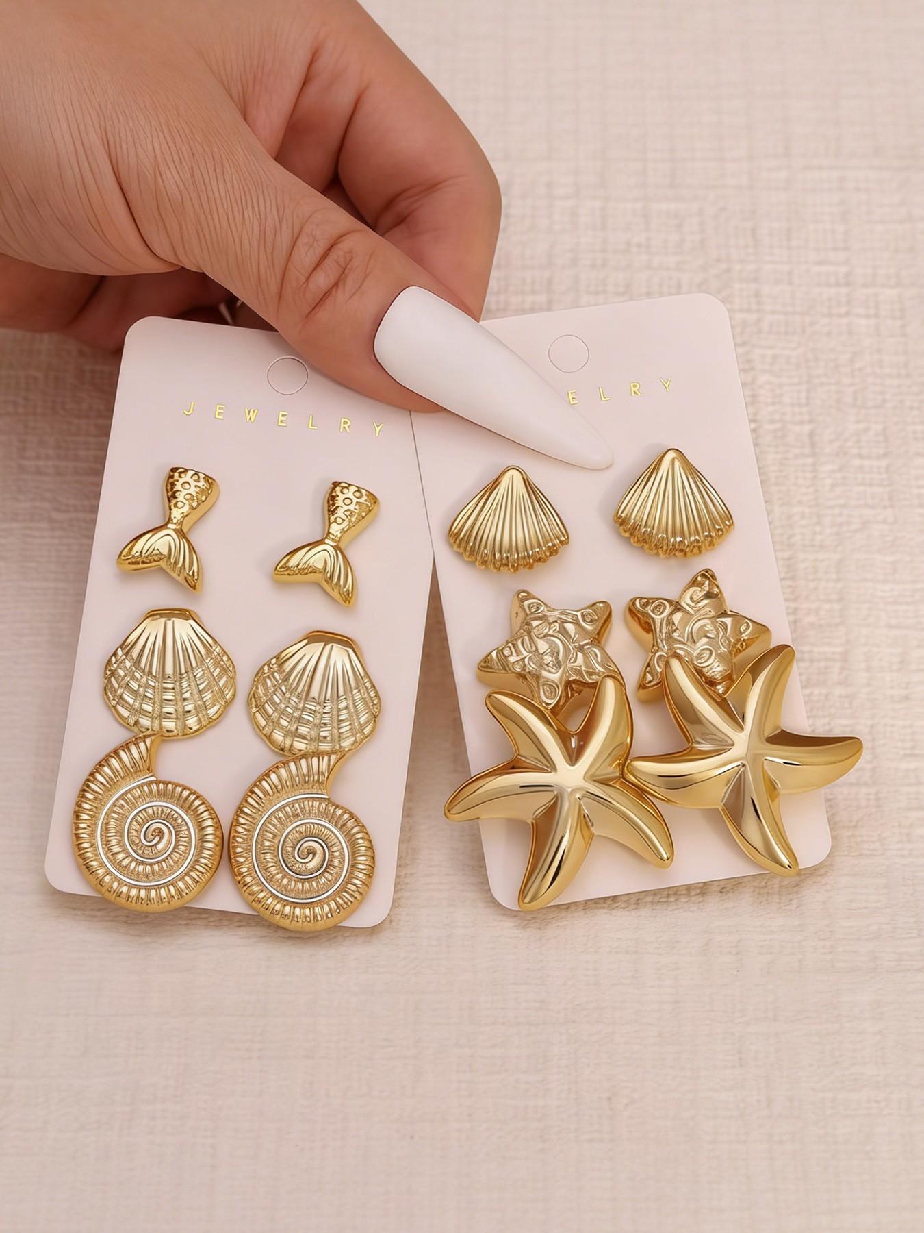 Summer Geometric Earrings Set, Fashion Ear Studs, Elegant and Stylish, Perfect for All Seasons, Versatile Jewelry for Any