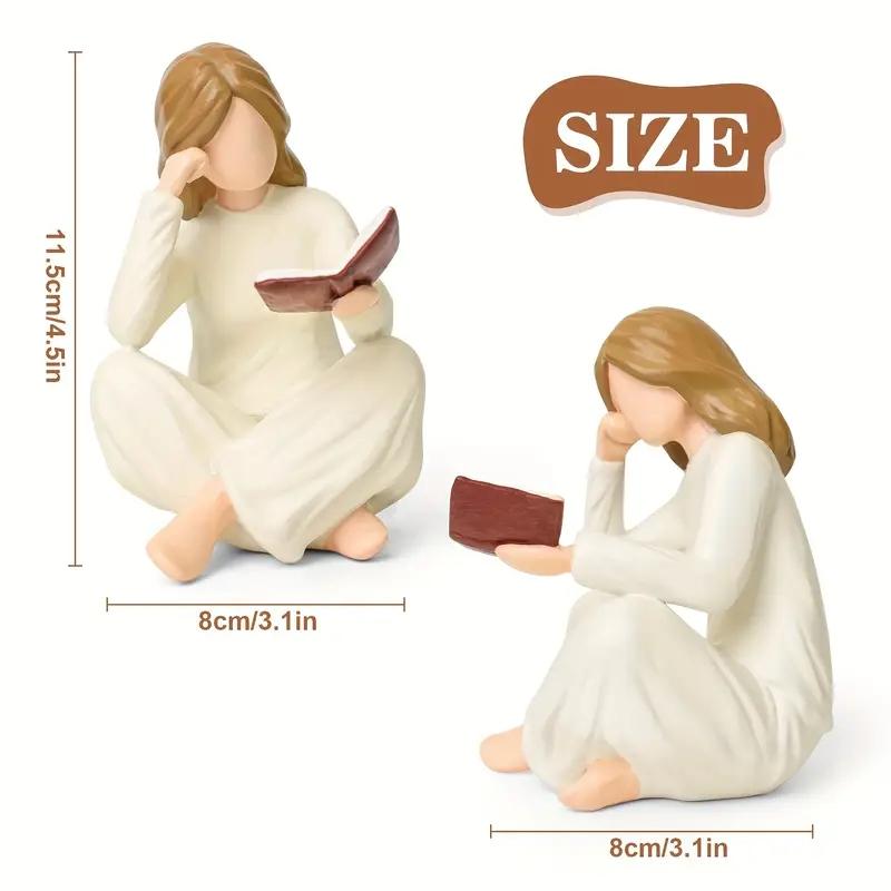 Resin Reading Thinker Statue, Figurine, Desk Decor for Office Bookshelf Library Home Study, Creative Gift for Book Lovers, No Assembly Required