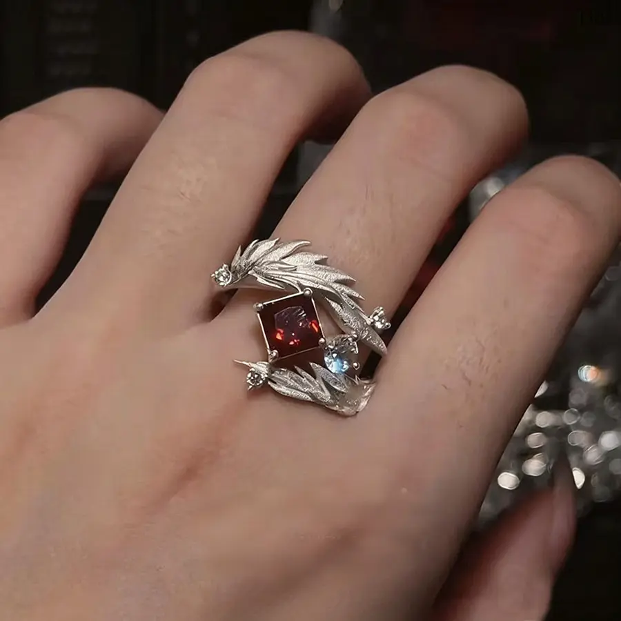 Open Adjustable Statement Ring, Angel Wing Feather Design, Inlaid Sparkling Rhinestones, Unique Index Finger Band, Trendy Decorative Finger Jewelry, For Daily & Party Styling