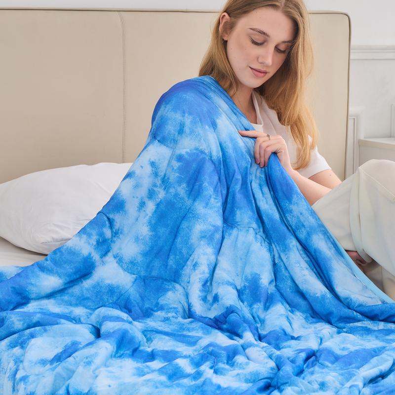 Msrlassn Cooling Comforter Summer Cold Comforter for Hot Sleepers and Night Sweats,Blue Summer Cooling Blanket for Queen King Size Bed, Breathable Soft Lightweight, Ideal for Bed, Couch, Travel, Camping, All Seasons blankets