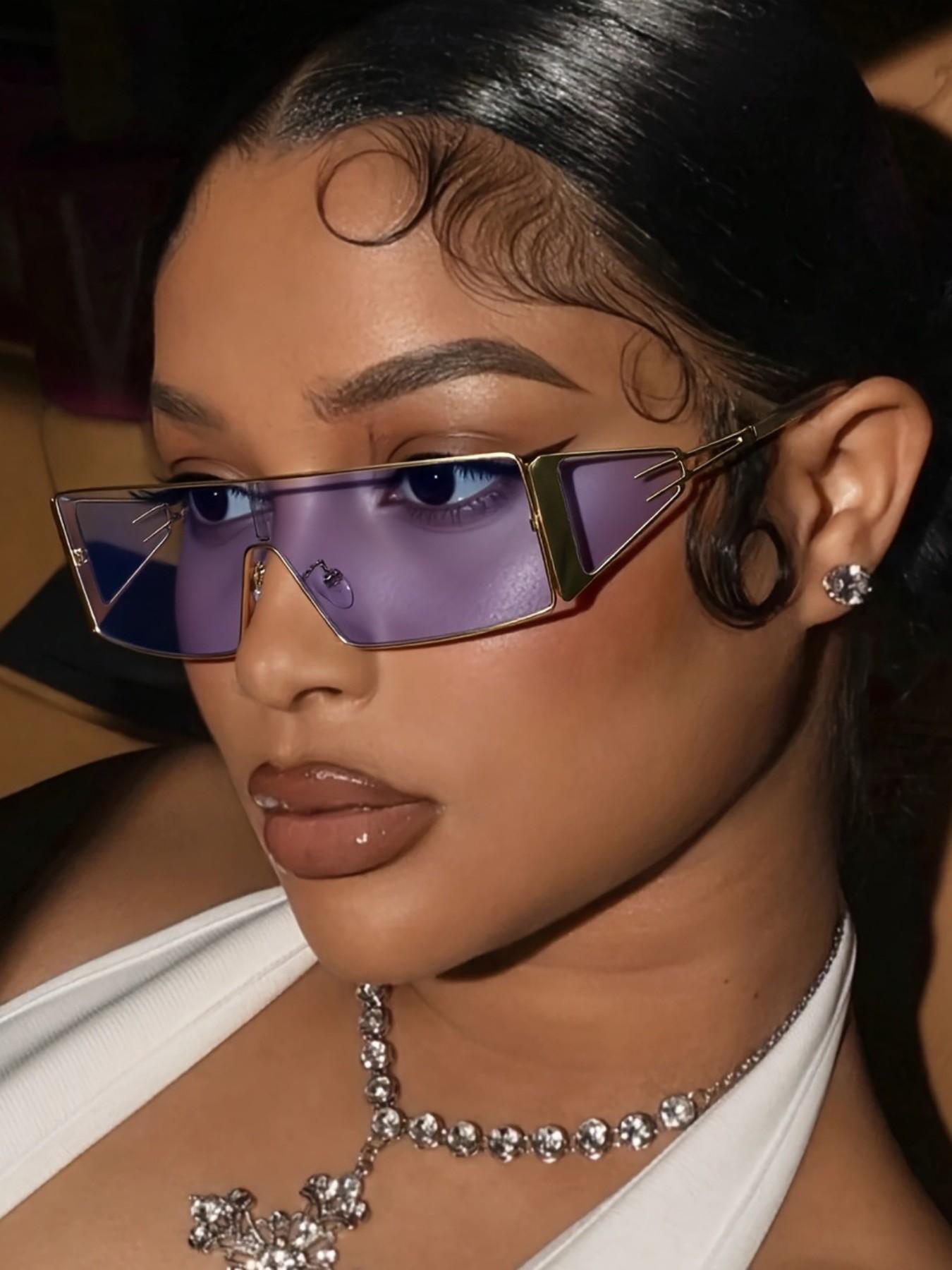 Women's New Full-Rim Irregular-Shaped Sunglasses, Fashionable Popular Metal Glasses, Multicolor Lenses Luxury Glasses, Casual Stylish Glasses