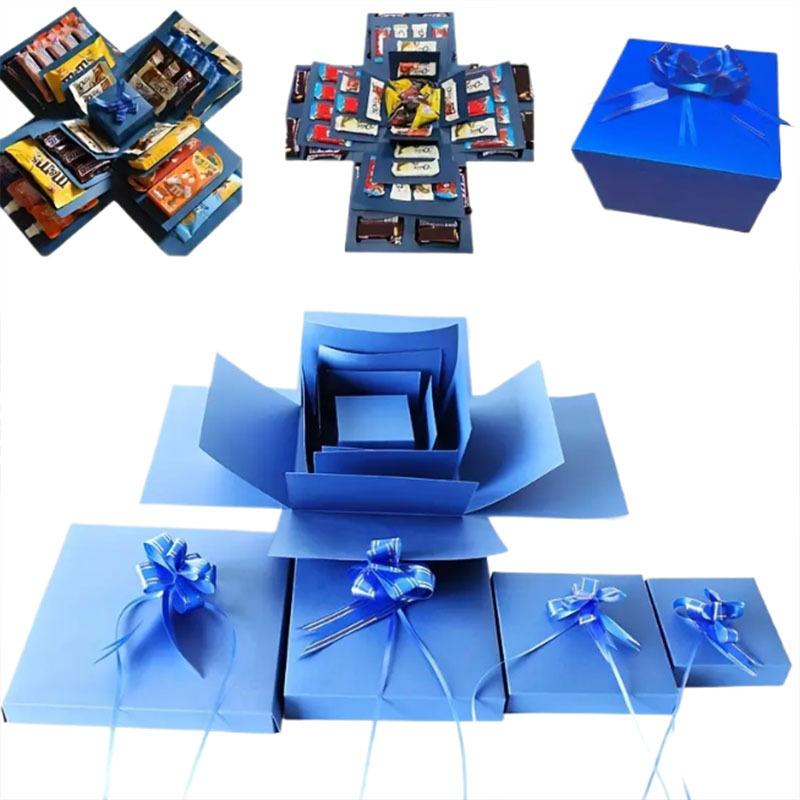 5-Story Surprise Ãxplosion Gift Boxwith Ribbon, Multi-Pocket Snack &Candy & Chocolate Storage, PerfectforBirthdays, Festivals, Holidays