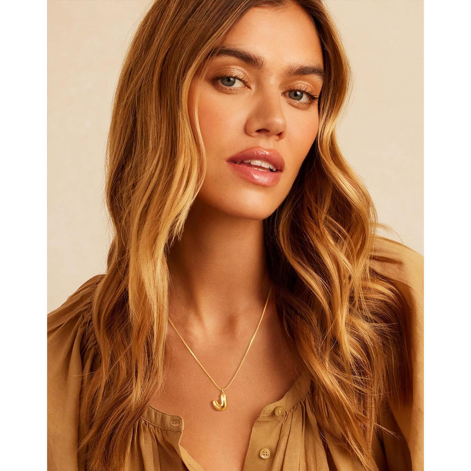 Dainty Balloon Bubble Letter Necklace Gold Plated Alphabet Pendant Choker Trendy Cute Personalized Monogram Name Jewelry For Teen Girls Gift Dealsforyoudays