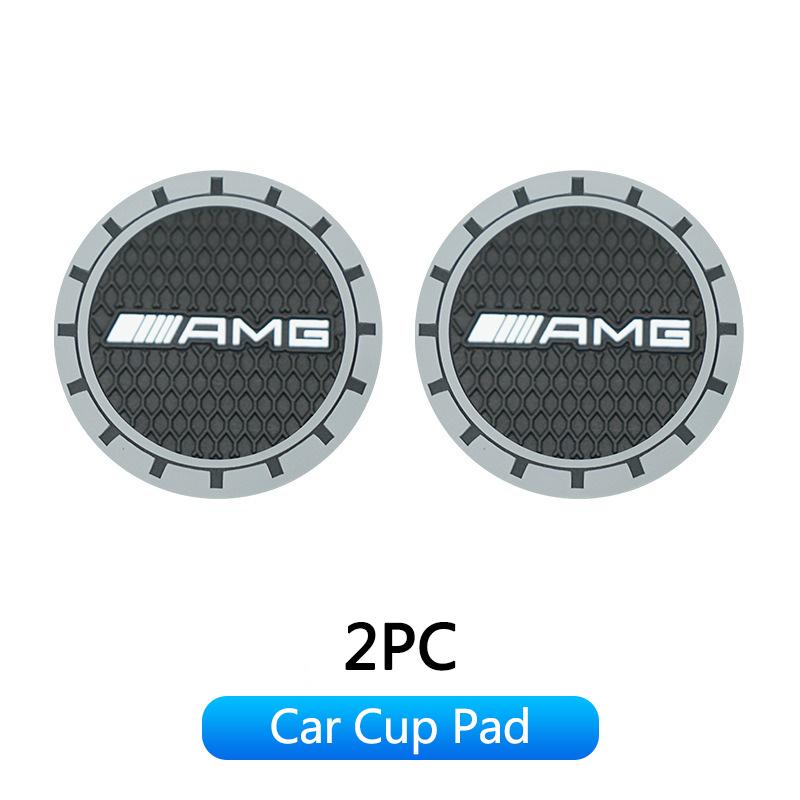 2pcs Car Coaster Water Cup Mat, Non-Slip Pad Accessories for Mercedes-Benz Amg, Compatible with W205, W213, W177, W247, W176, C180, W167, Cle, Gla