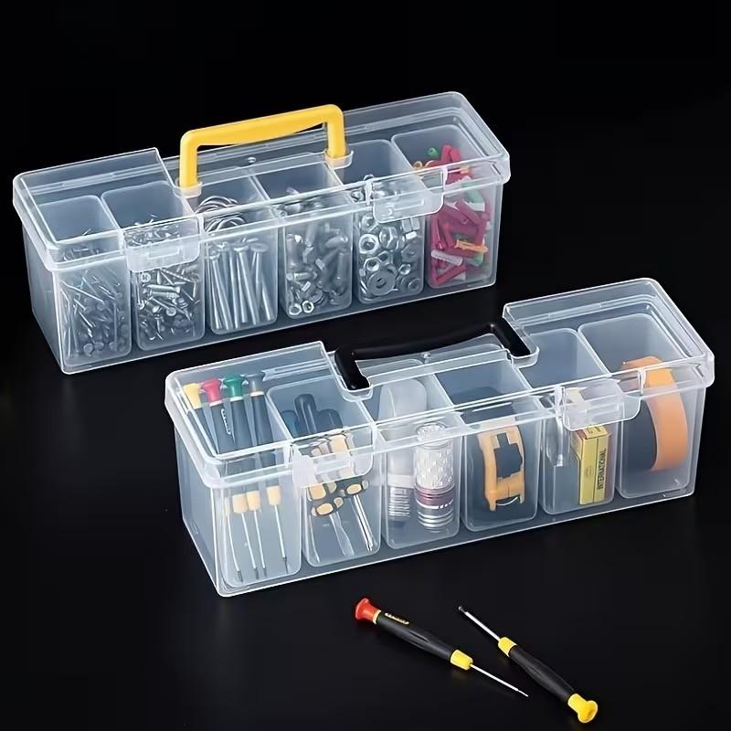 Detachable Layer Tool Storage Box, Multifunctional Plastic Hardware Organizer, Compact Portable Case for Home Garage Car Tools Management, Toolbox Storage Box