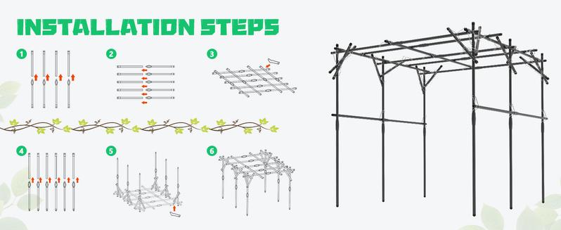 Lilypelle Tall Garden Arch Trellis, 79'' L x 79'' W x 79'' H Large Grape Vine Support Plastic-Coated Metal Garden Trellis for Climbing Plants Vineyard