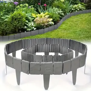30 Pack Interlocking Plastic Garden Edging Fence, Simulated Stone Effect Landscape Border, Easy Splicing Decorative Edge Barrier, Flexible Outdoor Lawn Divider for Flower Beds, Yard Lawn and Patio Landscape Decoration