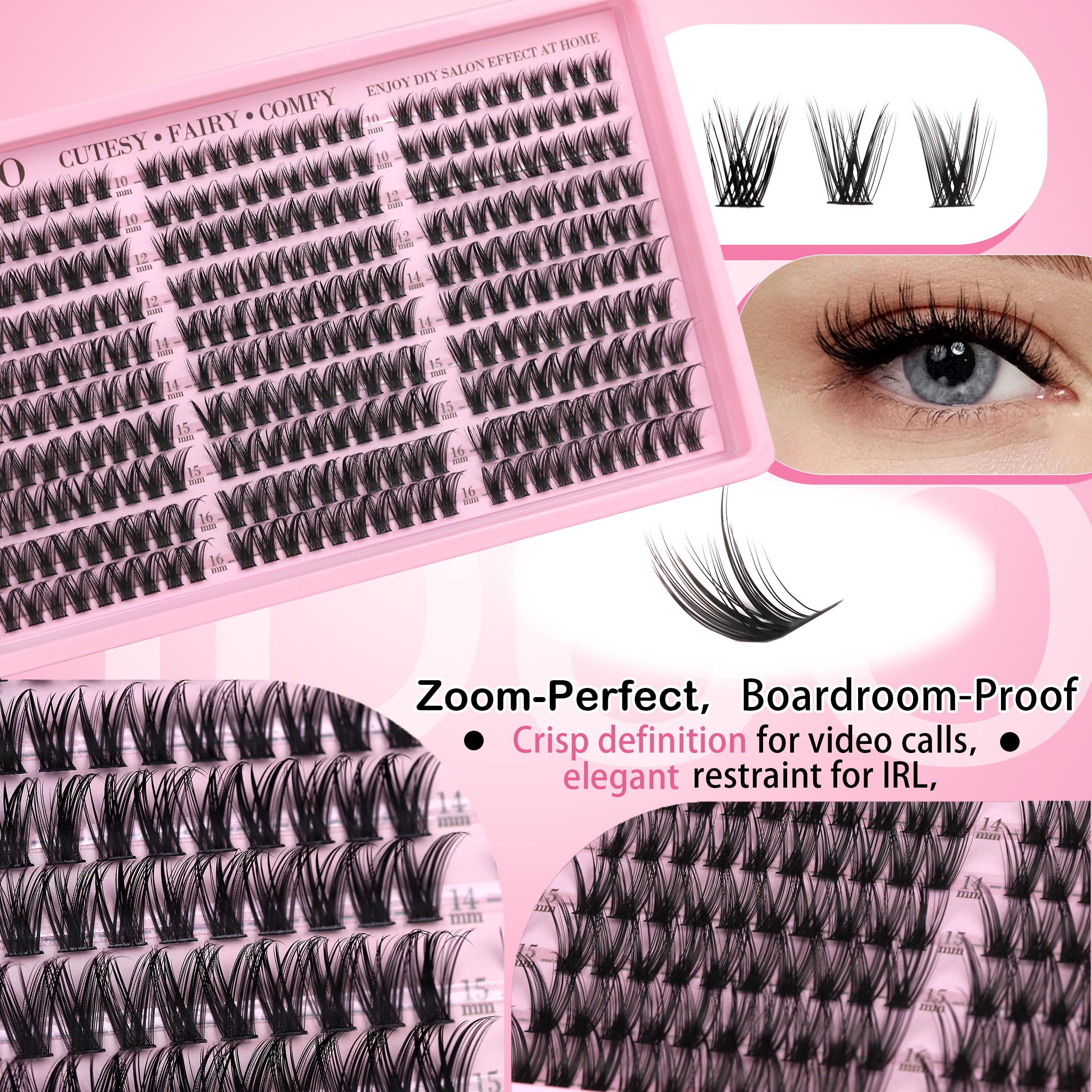 YIDUO Lash Cluster Kit, Wispy, Diy Eyelashes Kit, DIY Eyelash Extension Kit, 10-16mm Lash Extension Kit, 300 pcs, C-Curl Lash Clusters, with Lash Bond and Seal, Lash Remover, Lash Tweezers for DIY Application