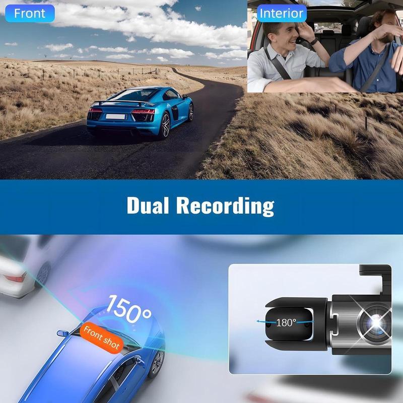 Dual Lens Car DVR, HD Driving Recorder, 1080P HD Front & Rear Camera Car DVR, 32GB Car Video Surveillance with 3.16 Inch IPS Display, 24-hour Parking Mode Monitoring