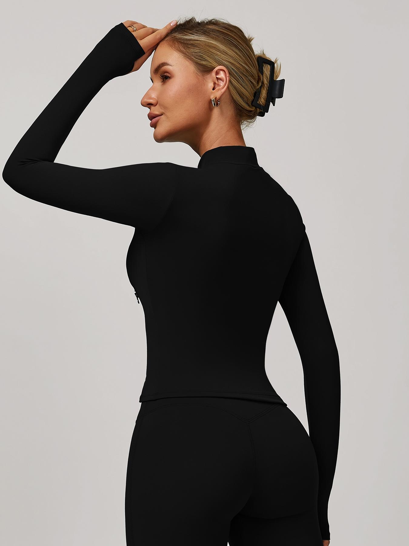 Women's Autumn Winter Zipper Long Sleeve Quick-Dry Yoga Jacket, Outdoor Casual Running Sports Gym Top, Breathable Activewear