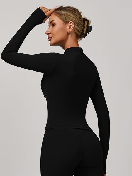 Women's Autumn Winter Zipper Long Sleeve Quick-Dry Yoga Jacket, Outdoor Casual Running Sports Gym Top, Breathable Activewear