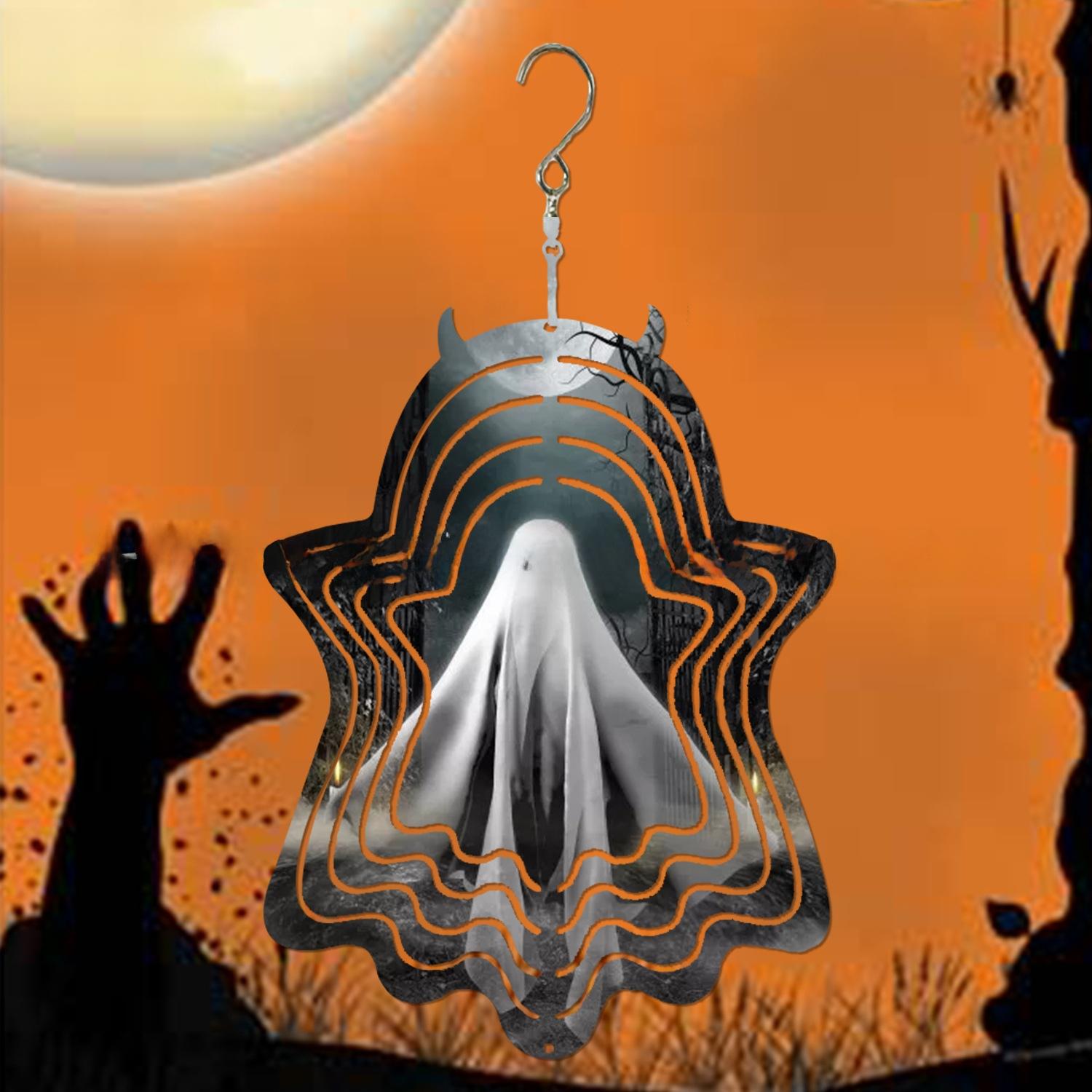 New Skull Design DIY Sublimation Aluminum Wind Chime Blank, Halloween Hanging , Festive Party Decor for Home Supplies, Ornaments green light sohochic