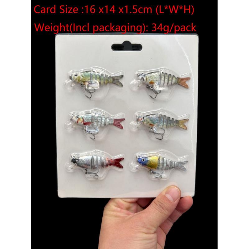 Ultra-Light 2.5g Minnow Lure | 6-Joint Swimbait for Bass | 3D Lifelike Eyes ABS Bait with Sharp High-Pitched Hooks