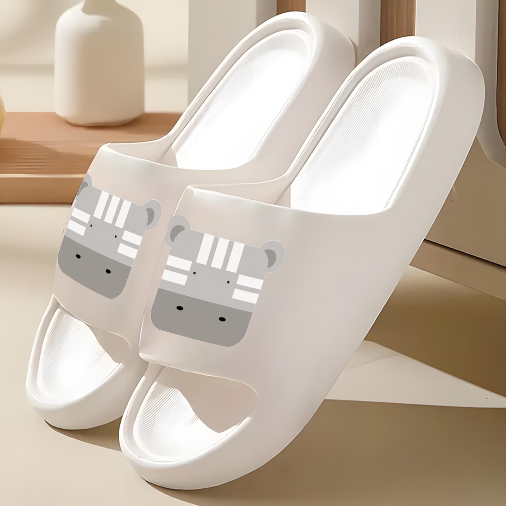 Cute Zebra Pattern Slippers for Kids Boys Girls Soft Comfortable Non-Slip Indoor Home Slippers Toddler Children's Cartoon Animal Slippers Warm Cozy House Shoes