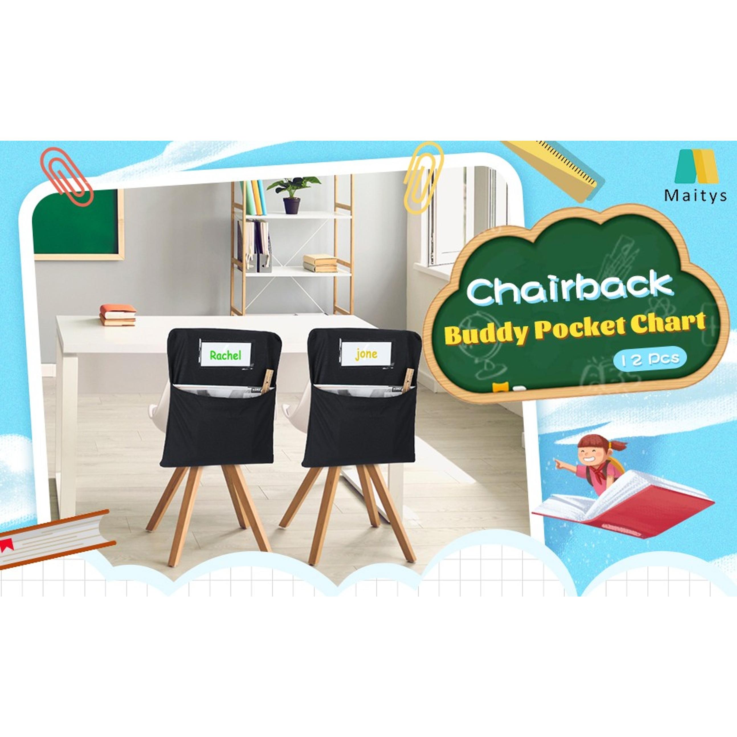 6 Pack 17 Inch Chairback Chart Student Chair Pockets, Black | Chair Back Classroom Organizer, with Name Tag, Chairback Storage Bags, Desk Organizer for Keeping Book Table Desk Organized 6 Pack 17 Inch Chairback Chart Student Chair Pockets, Black | Chair Back Classroom Organizer, with Name Tag, Chairback Storage Bags, Desk Organizer for Keeping Book Table Desk Organized