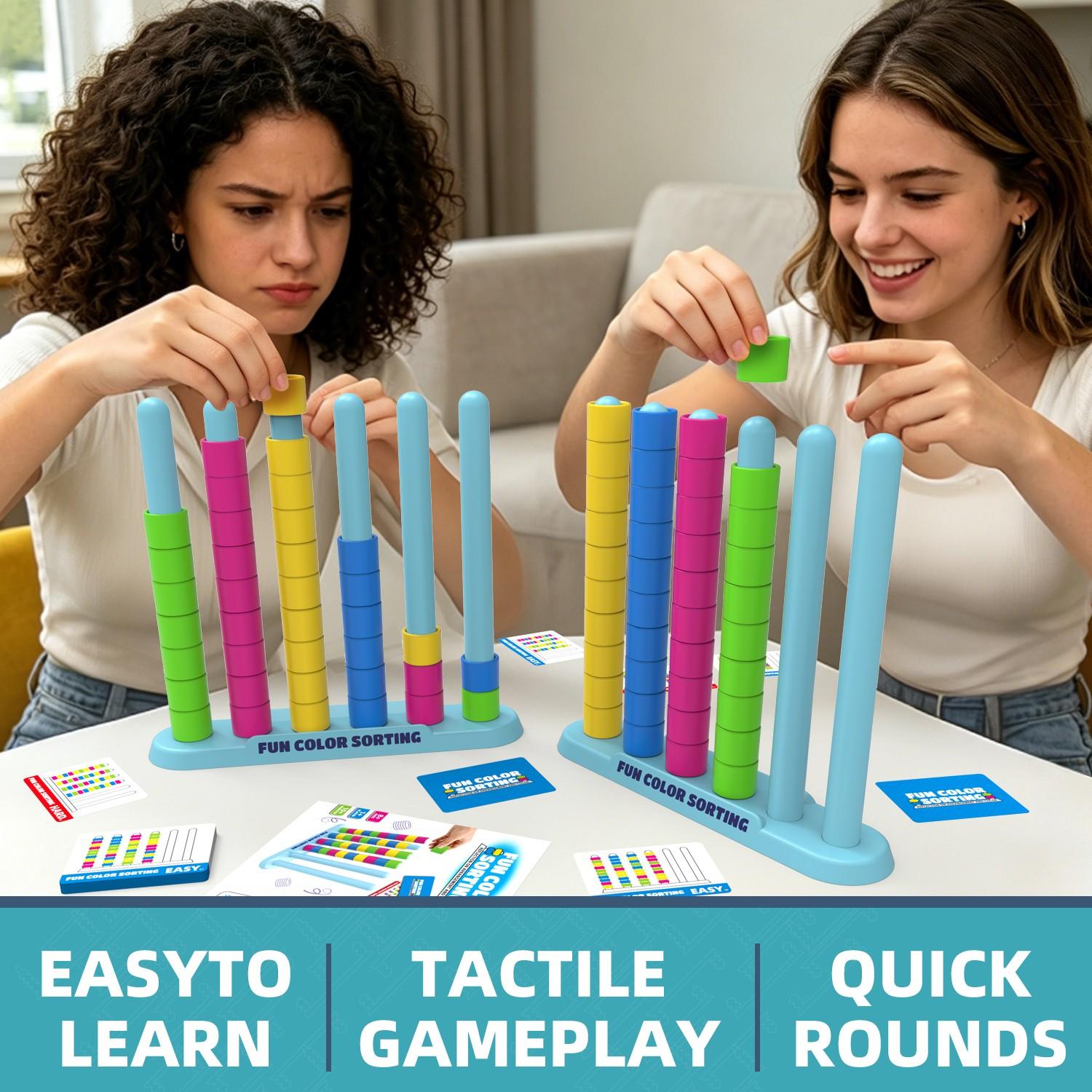 Fast-Paced Color Stacking Puzzle Game-Challenge 50 Logic Puzzles Ultimate Giant Matching Brain Teaser Strategy Game for Kids&Family，Indoor Outdoor Family Board Game,STEM Sensory Toys for Kids Problem Solving, Travel Party Gifts for Kids Ages 6+ Boys Girls