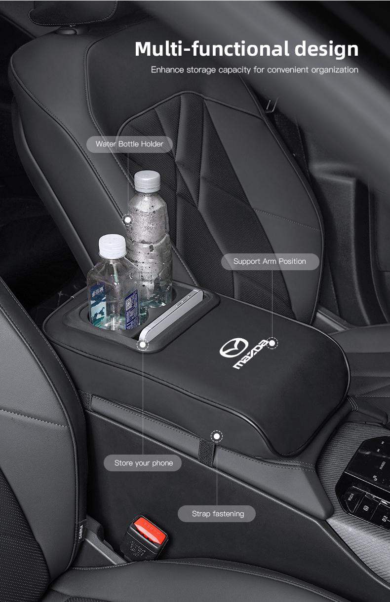 Car Center Console Armrest Pad, Car Armrest Box Mat, Car Armrest Box Cup Holder,For Mazda 2 6 CX-5 CX-80 CX-70 CX-90 MX-30 CX-60 CX-50 CX-30 BT-50 e-TPV CX-3 CX-8 ATENZA CX-9 CX-7 MX-5 Mazda 5 3 RX-8