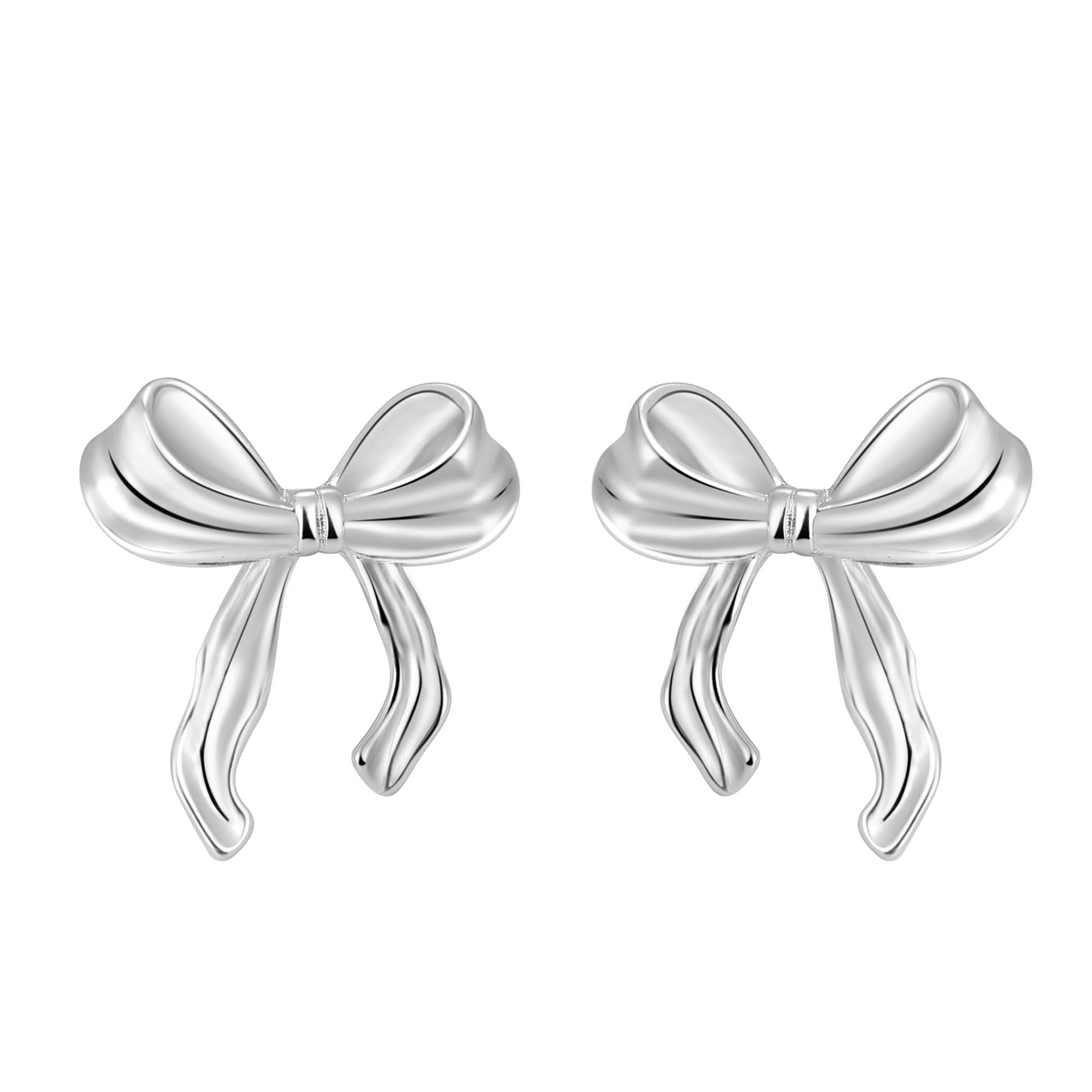 Gold Silver Bow Earrings For Women Ribbon Statement Earrings Stud Jewelry