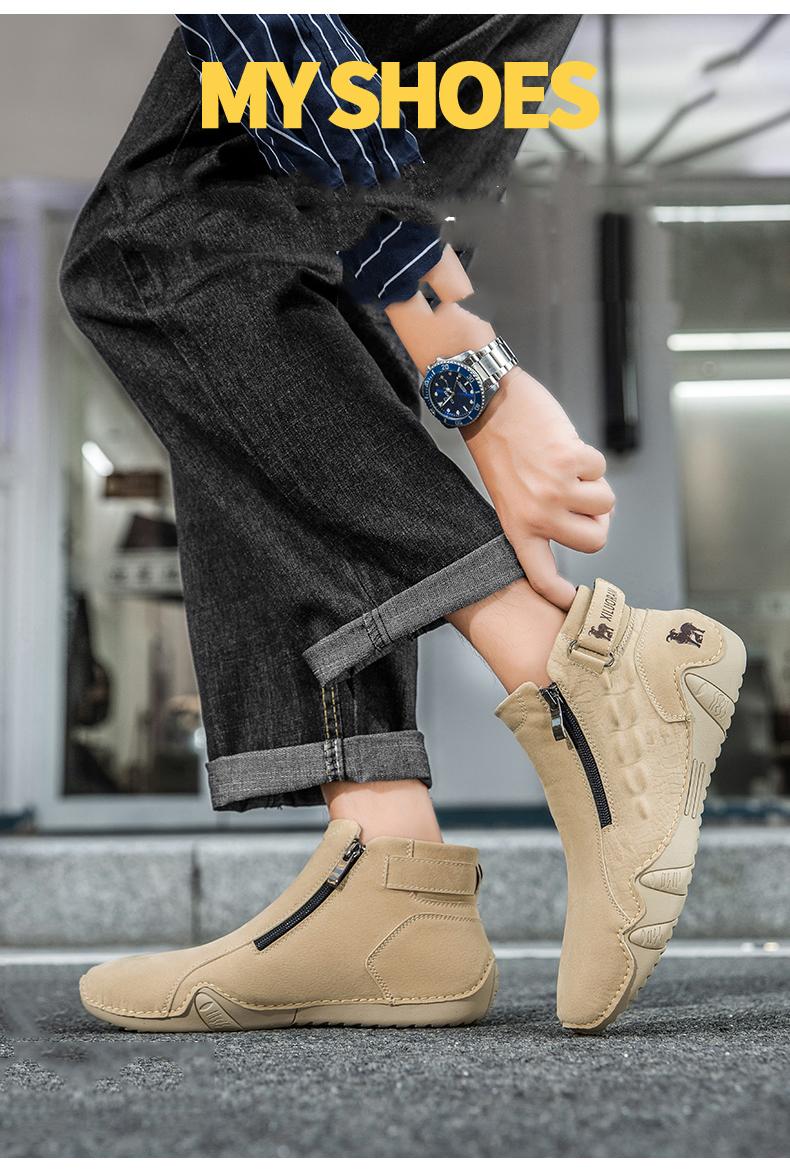 Men's Fashionable Embossed Zipper Boots, Casual Comfortable Boots for Daily Wear, Fashion Shoes for Party