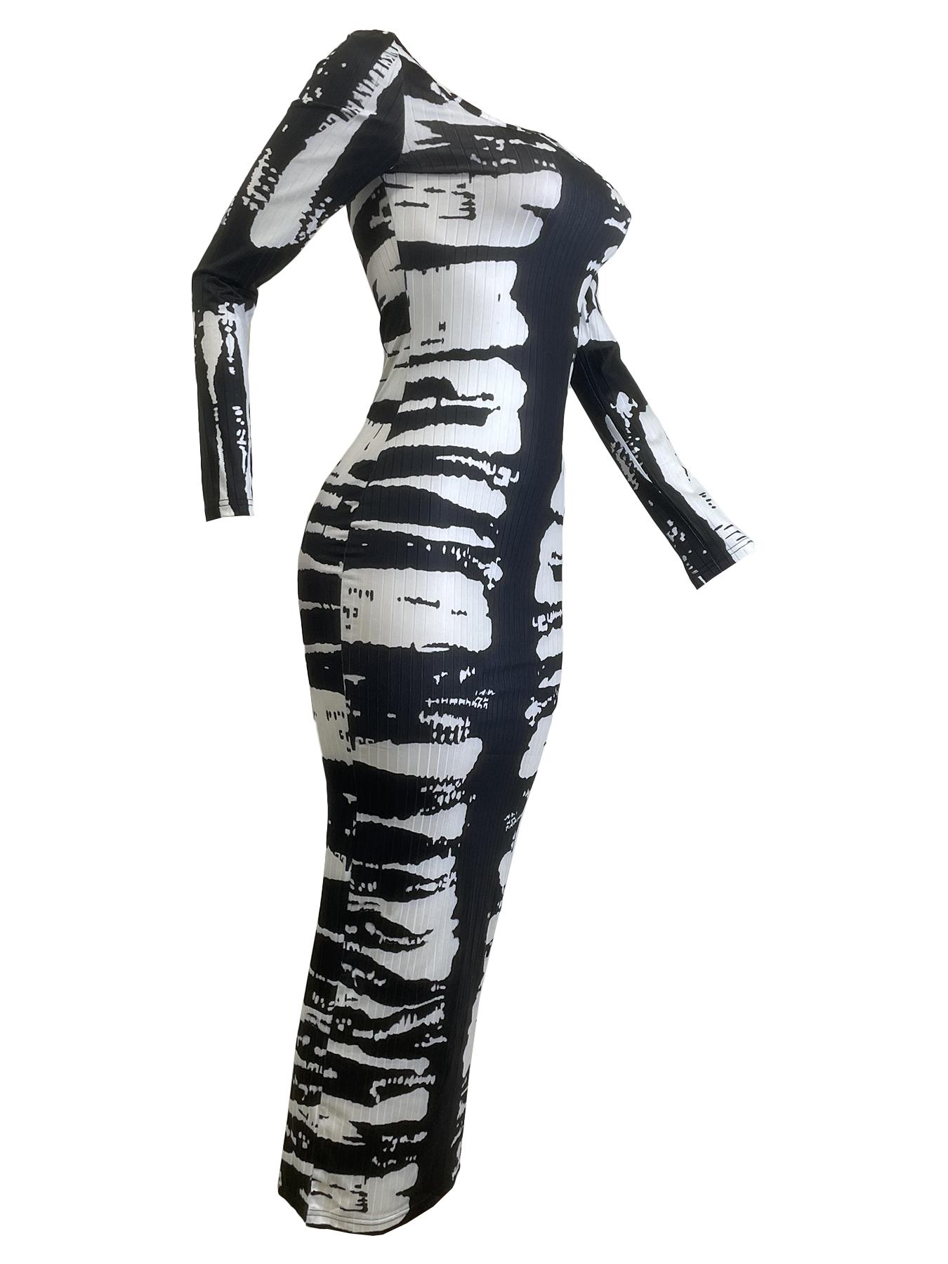 Women's Colorblock Long Dress, Casual Fashion Long Sleeve Dress for Daily Outdoor Wear, Women Dress for Spring