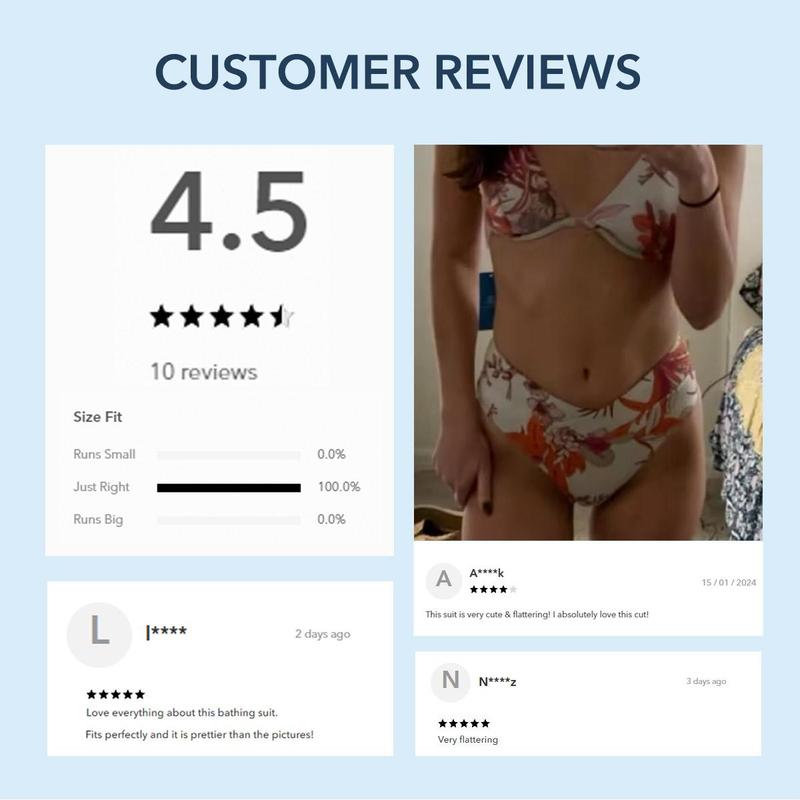 CUPSHE 【Valentine's Day】 Coral Flower Bikini Top & V-Waist Bottoms Set Summer Beachwear Adjustable Straps Underwire Swimwear Fashion Swimsuit Season Women Bathing Suits