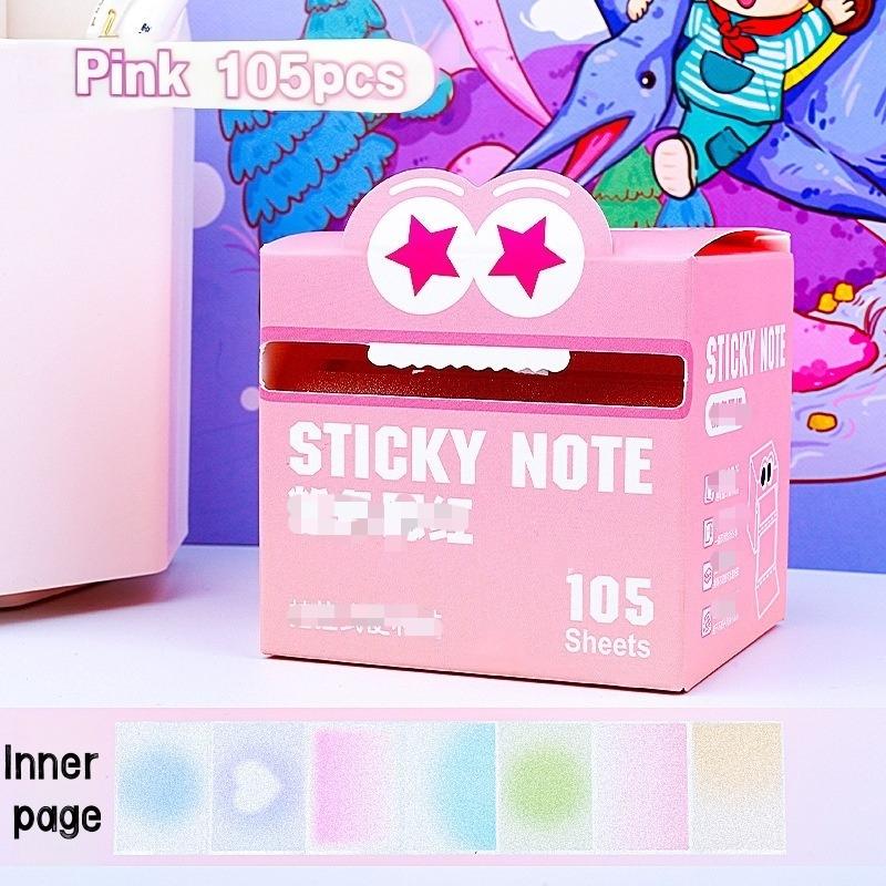 105pcs Rainbow Dopamine color matching pearlescent waterproof post-it notes, pull-out design and easy to use self-adhesive post-it, which is the first choice for colorful and interesting stationery gifts in families, schools and offices.