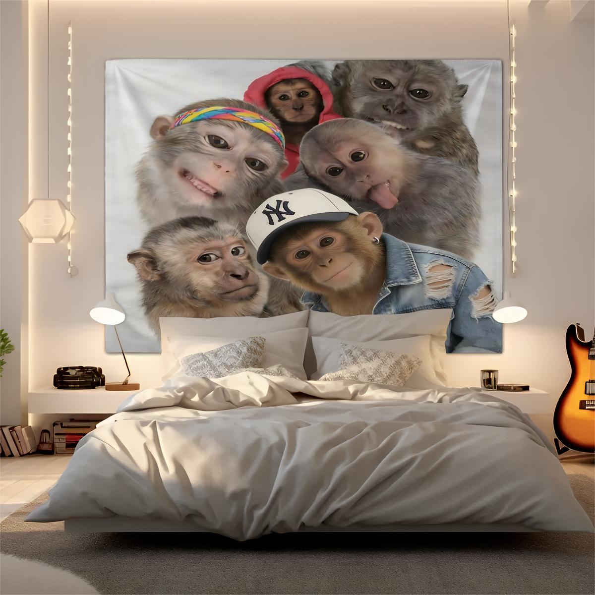 Trending Monkey Tapestry Backdrop, Street-Style Cool Wall Hanging Banners, Indoor/Outdoor Wall Art Tapestries, Wall Decor, Fun Banners and Posters for Dorm Rooms and Bedrooms