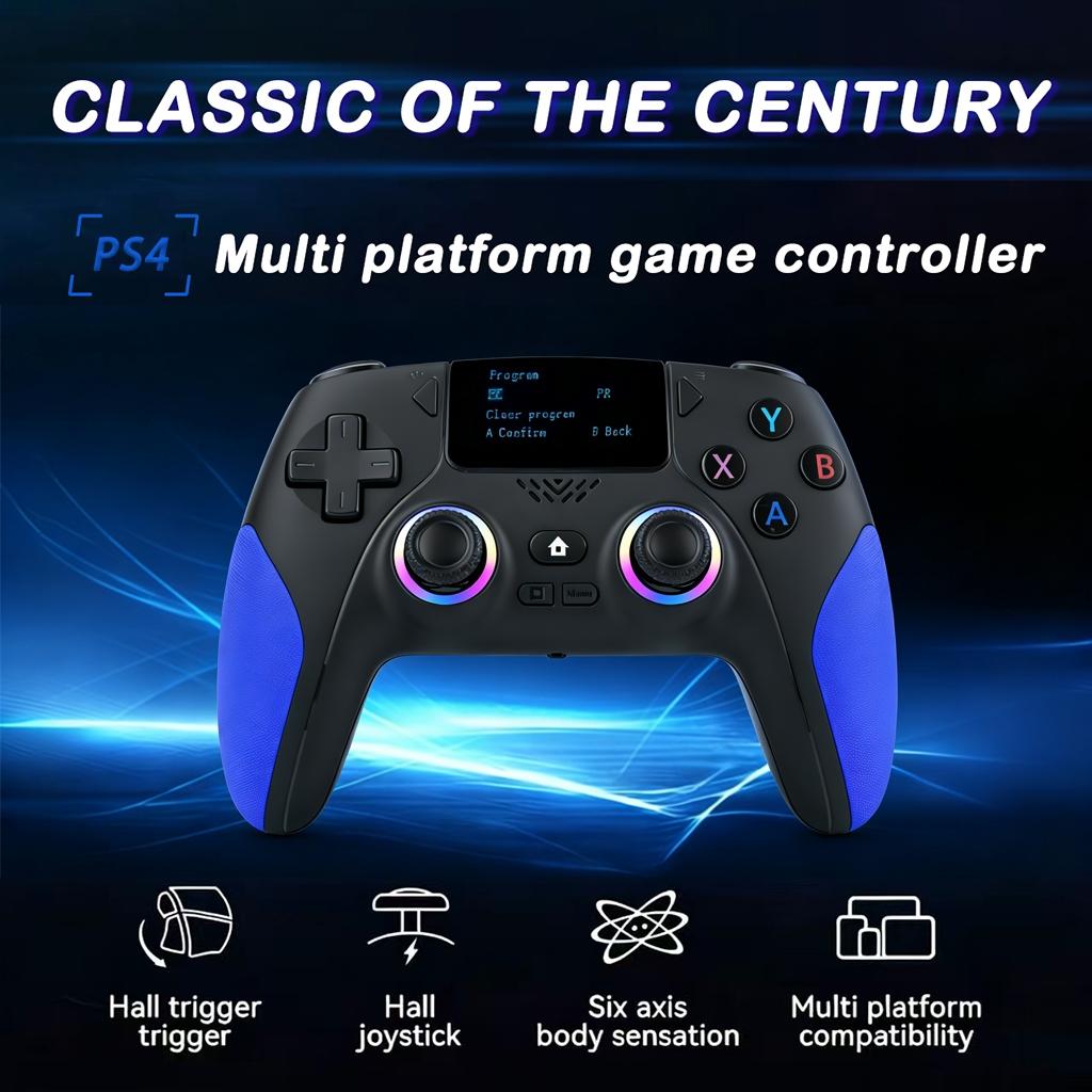 Wireless Game Controller, Rechargeable Gaming Joystick with RGB Lighting, Mappable Buttons, Compatible with PC/switch/iOS/android/steam Deck