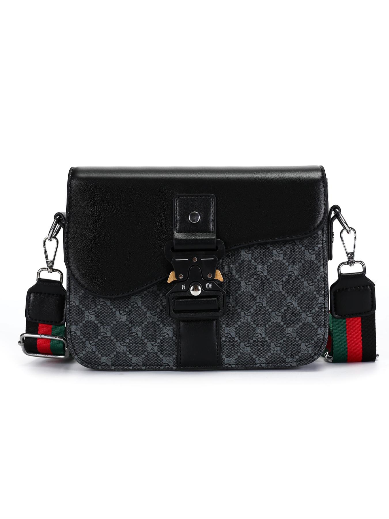Men's Geometric Pattern Flap Closure Fashion Crossbody Bag, Casual Shoulder Bag, Multifunctional PU Leather Travel Bag, Casual Daily Use, Work School Accessory, Multifunctional Portable Bag, High Quality Bag