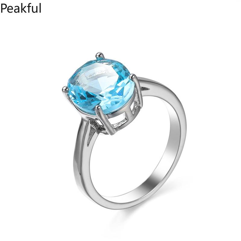 Elegant Amethyst Solitaire Statement Ring, Silver Plated Purple CZ Promise Band for Women, Classic Teardrop & Emerald Cut Designs, comfortable lightweight fit, great for everyday glamour, parties, anniversary gifts and formal styling
