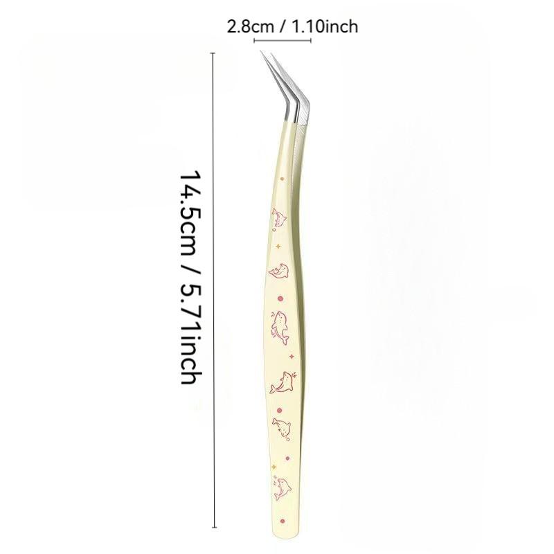 Professional Eyelash Tweezers, High Precision Gold Feather Dolphin Clip, Specialized for Lash Extension and Handmade Crafting