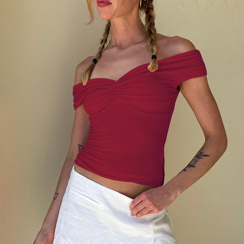 Cakulo Women's Yellow Off The Shoulder Top Sleeveless Backless V Neck Slim Fit Crop Top Y2K Summer Clothing Shape Ruched Slim Fit T-Shirt Blouses Cakulo Women's Yellow Off The Shoulder Top Sleeveless Backless V Neck Slim Fit Crop Top Y2K Summer Clothing Shape Ruched Slim Fit T-Shirt Blouses