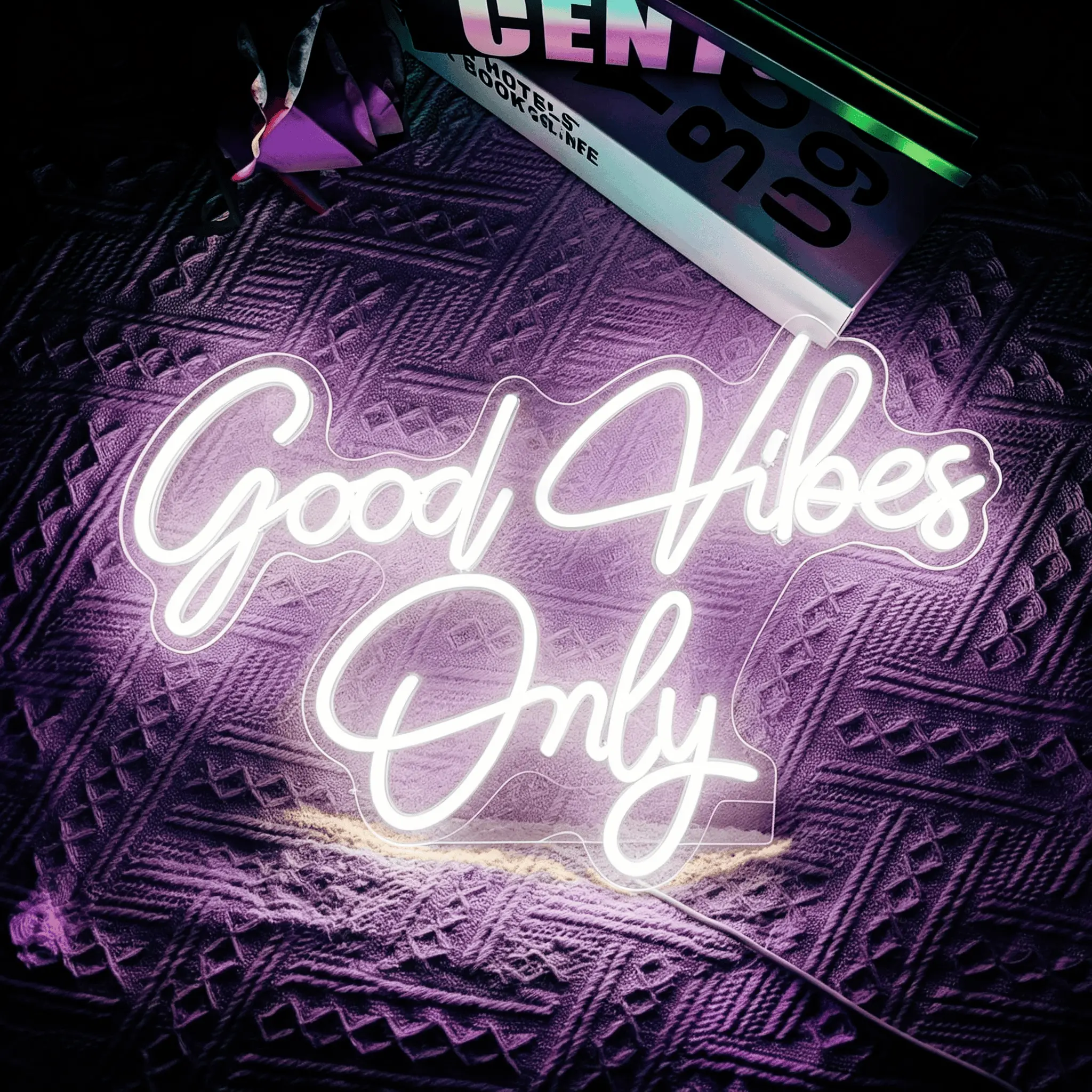 Dimmable Good Vibes Only Neon Sign White Minimalist LED Neon Light USB Powered Wall Hanging Lamp Neutral Aesthetic Modern Wall Art for Bedroom Apartment Dorm Living Room Cafe Yoga Studio Salon Office Birthday Party Decor Housewarming Gift for Women Friend
