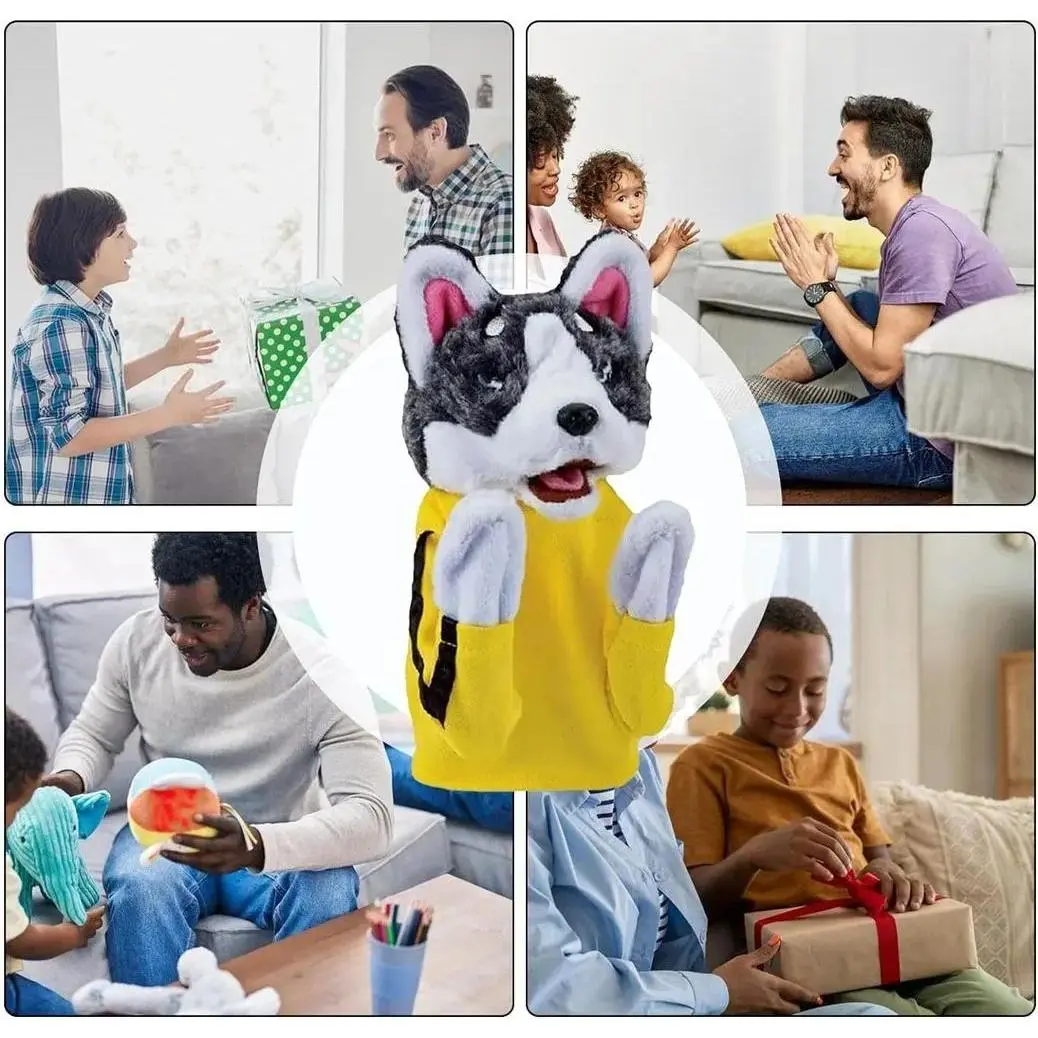 Kid Kung Fu Husky Gloves Toy Fighting Dog Boxing Hand Puppet Hand Finger Plush Doll Interactive Battle 1 2 Playeres Game Party