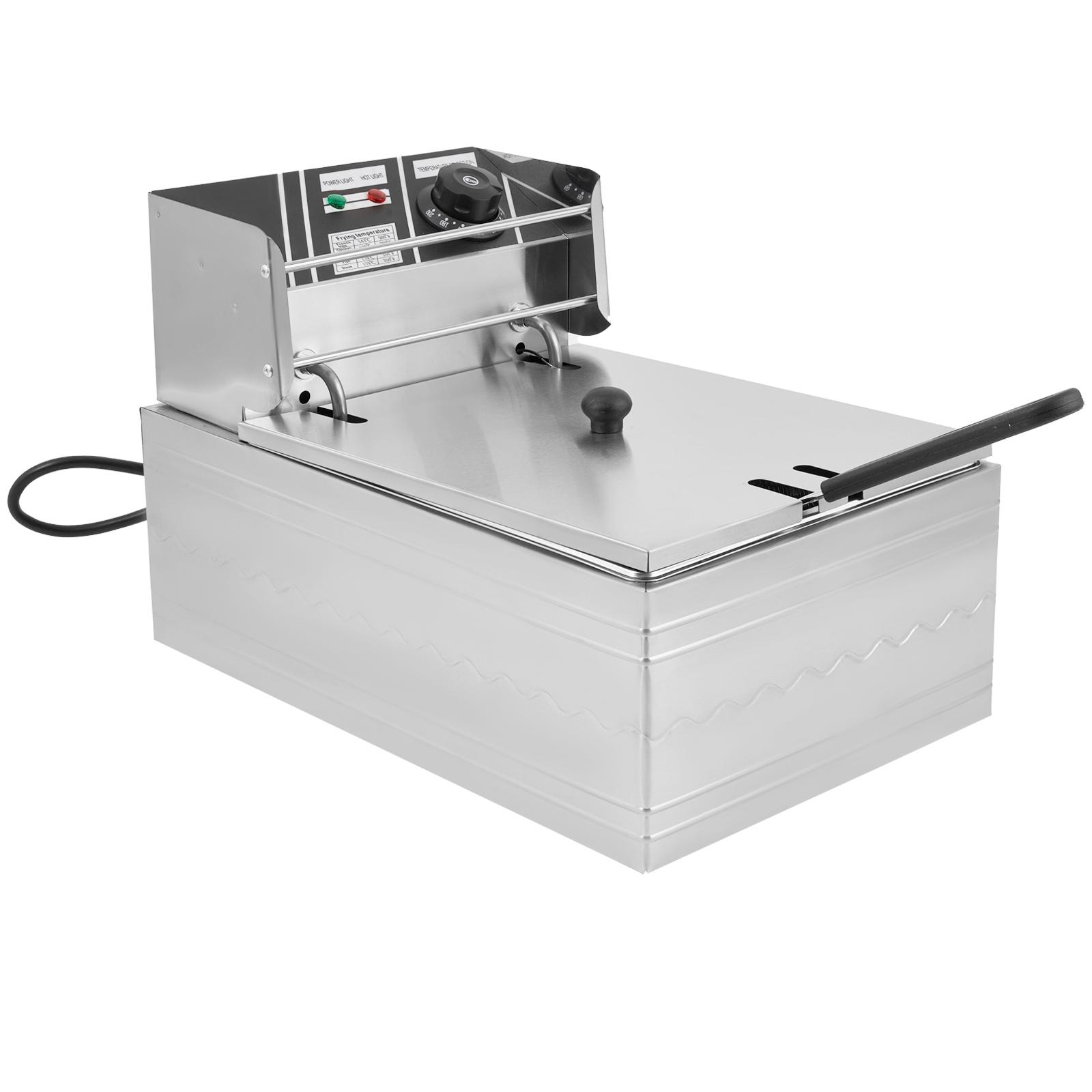 Kerilyn 22.8/6.5 QT Deep Fryer with 2 Baskets & Lids, Commercial Deep Fryer with Temperature Control, Stainless Steel Fryer, Countertop Fryers for Home Kitchen and Restaurant, 5000W