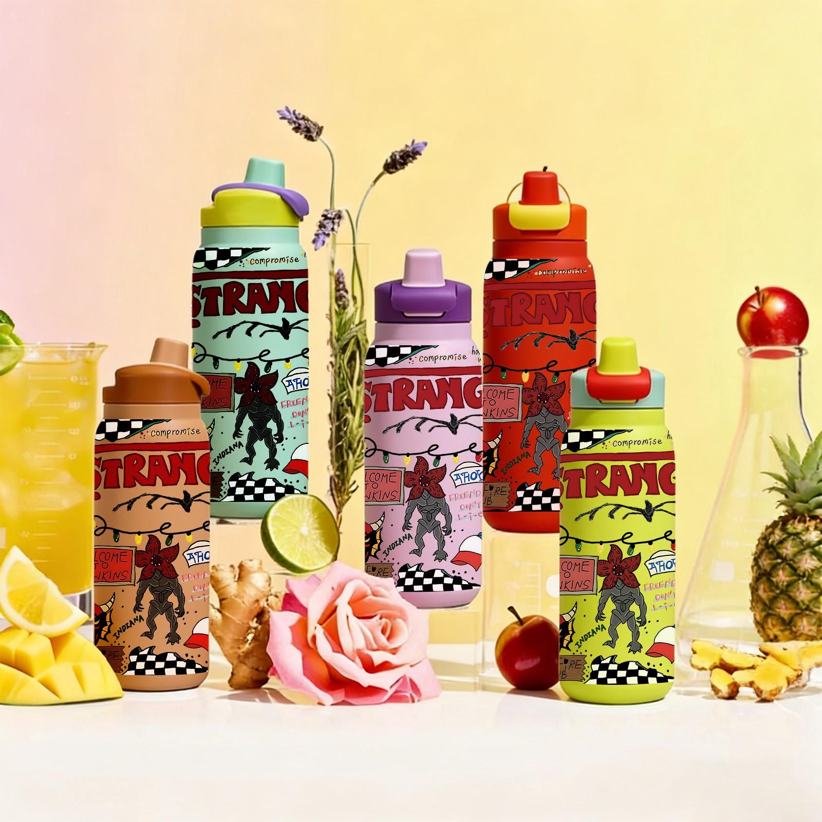 1 Pc 28oz Insulated Mug, Stranger Things Theme Vacuum Cup, Double Wall Thermal Mug, Leak Proof Skinny Insulat Cup, Keeps Hot 12 Hours Cold 24 Hours, Stainless Steel for Hot Cold Drinks, Vacuum Insulated Flask, Drinkware