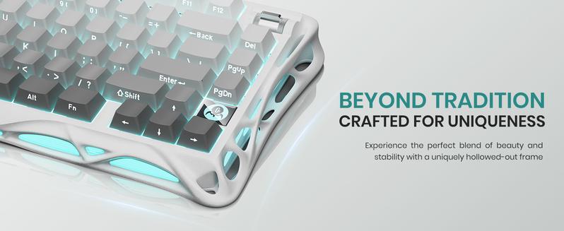 GravaStar Mercury K1 - Gradient White 75%  Wireless Mechanical Gaming Keyboard - Aluminum Alloy Exoskeleton, Gasket - Mounted, Hot - Swap Sockets, Linear Switches