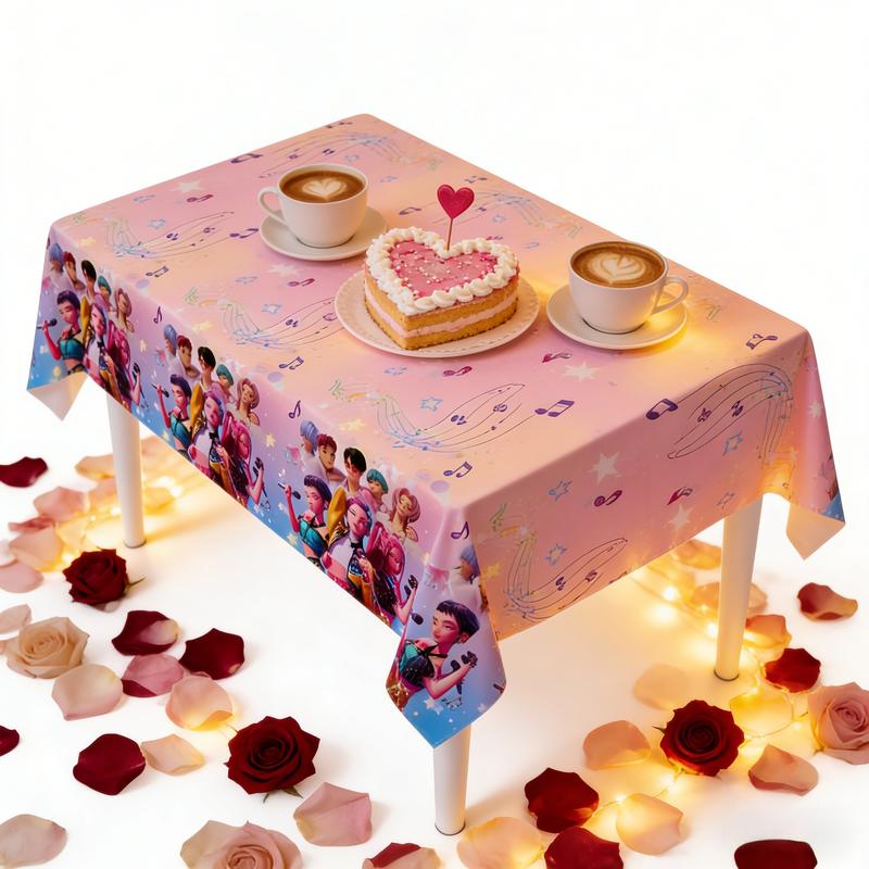 K-Pop Hunter Girl Party Tablecloth, Disposable Waterproof Stain-Resistant Table Cover, Perfect Gift for Friends and Couples