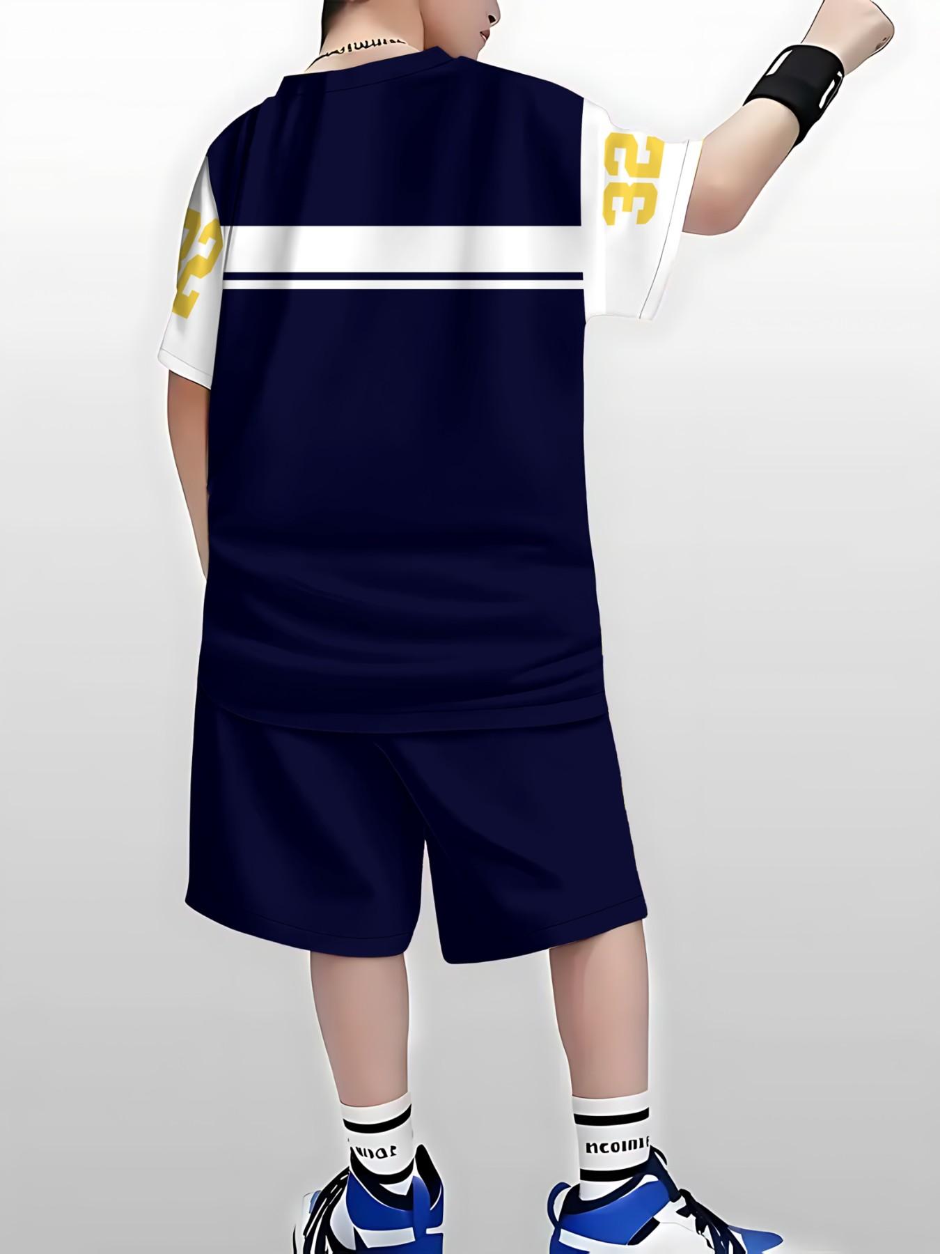 Teenager American Retro Sports Set, California Theme, Classic Jersey Design, Trendy Print, Casual Wear, Spring Summer Campus