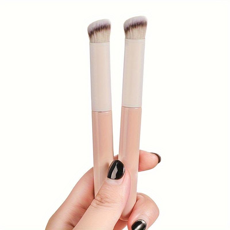 1PC Mini Concealer Brush - Angled Flat Top Kabuki Nose Contour Brush for Under Eye Concealing, Blending, Setting, Buffing with Powder, Liquid, Cream Cosmetic, Pro Small Makeup Foundation, Travel Makeup Brush