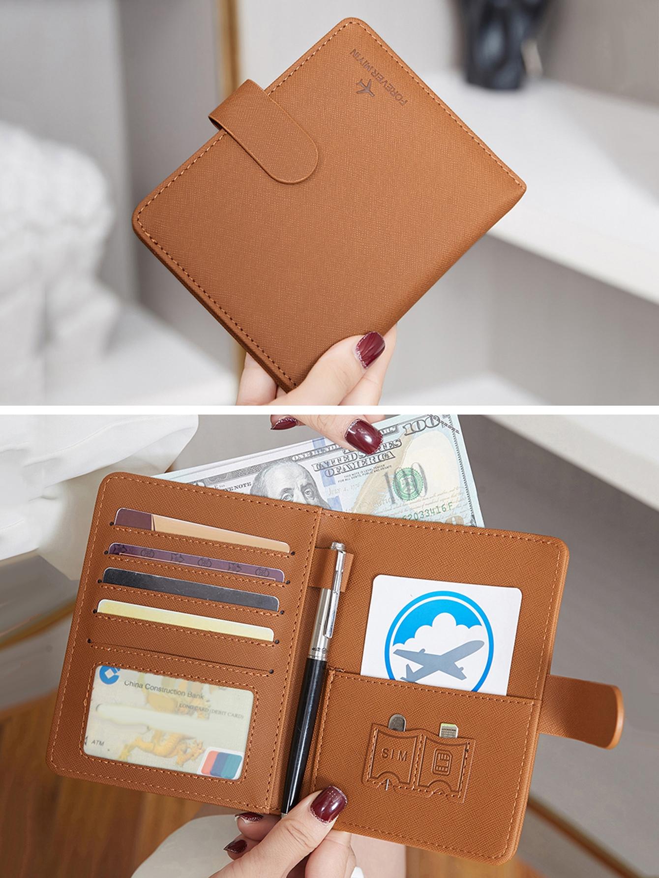 RFID Anti-theft Brush Passport Cover Card Holder Unisex Multifunctional Solid Color PU Bifold Wallet Passport Clip Lightweight Portable Passport Holder With Card Slot ID Window Passport Case For Men and Women For Travel Flight, Travel Essentials