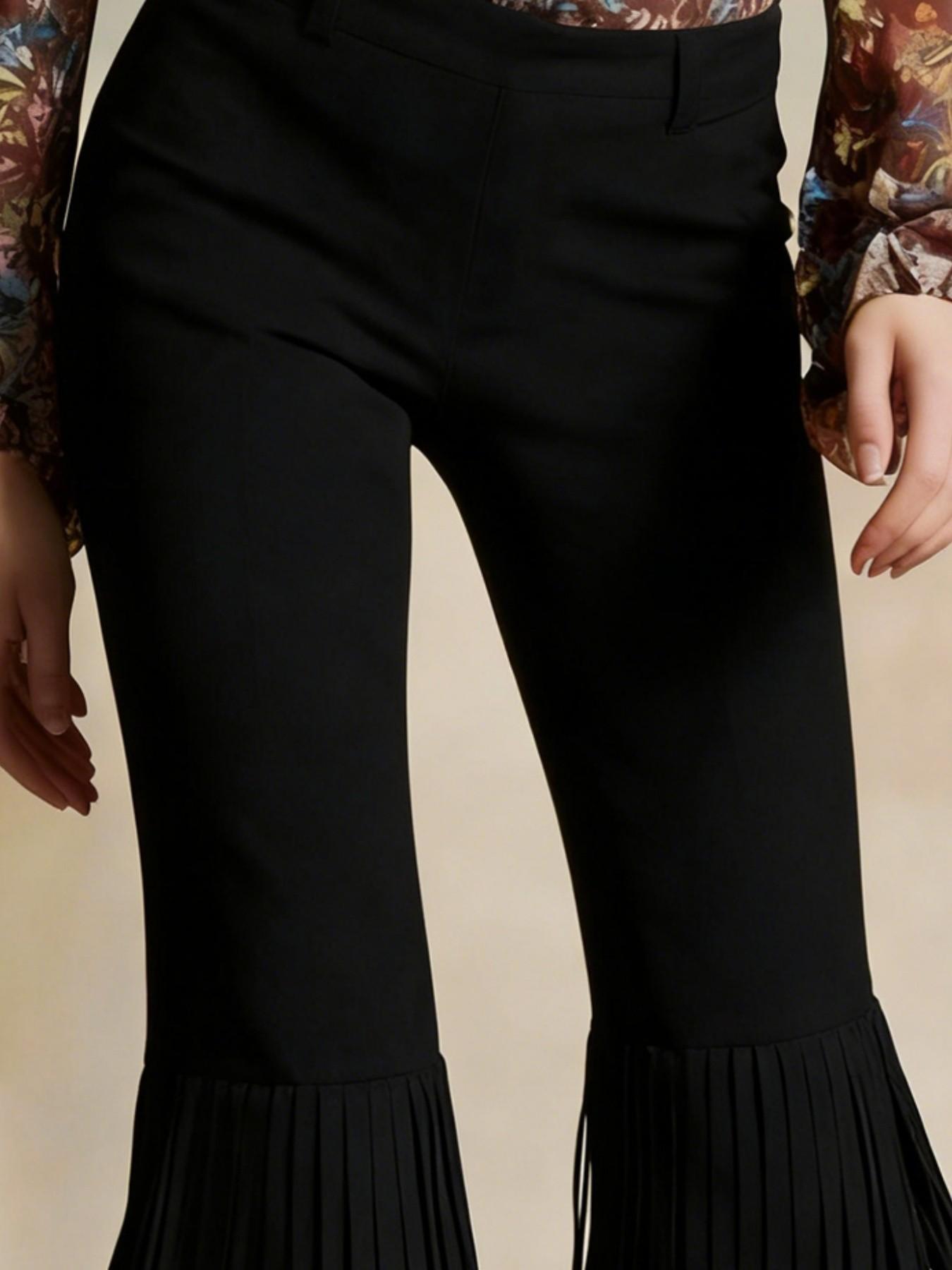 Women's High Waist Fringe Flare Pants, Retro Western Bell Bottom Trousers, Bohemian Casual Outfit, Ladies Fashion Pants, Womenswear, Vintage Fringe Pants for Party & Daily Wear