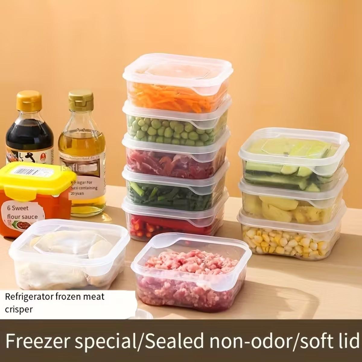 5/10/20pc reusable and stackable freezer food storage box with a sealed lid for leak prevention, suitable for grains, meats, fruits and vegetables. It can also be heated in a microwave oven and is the preferred choice for food storage in kitchens and outd
