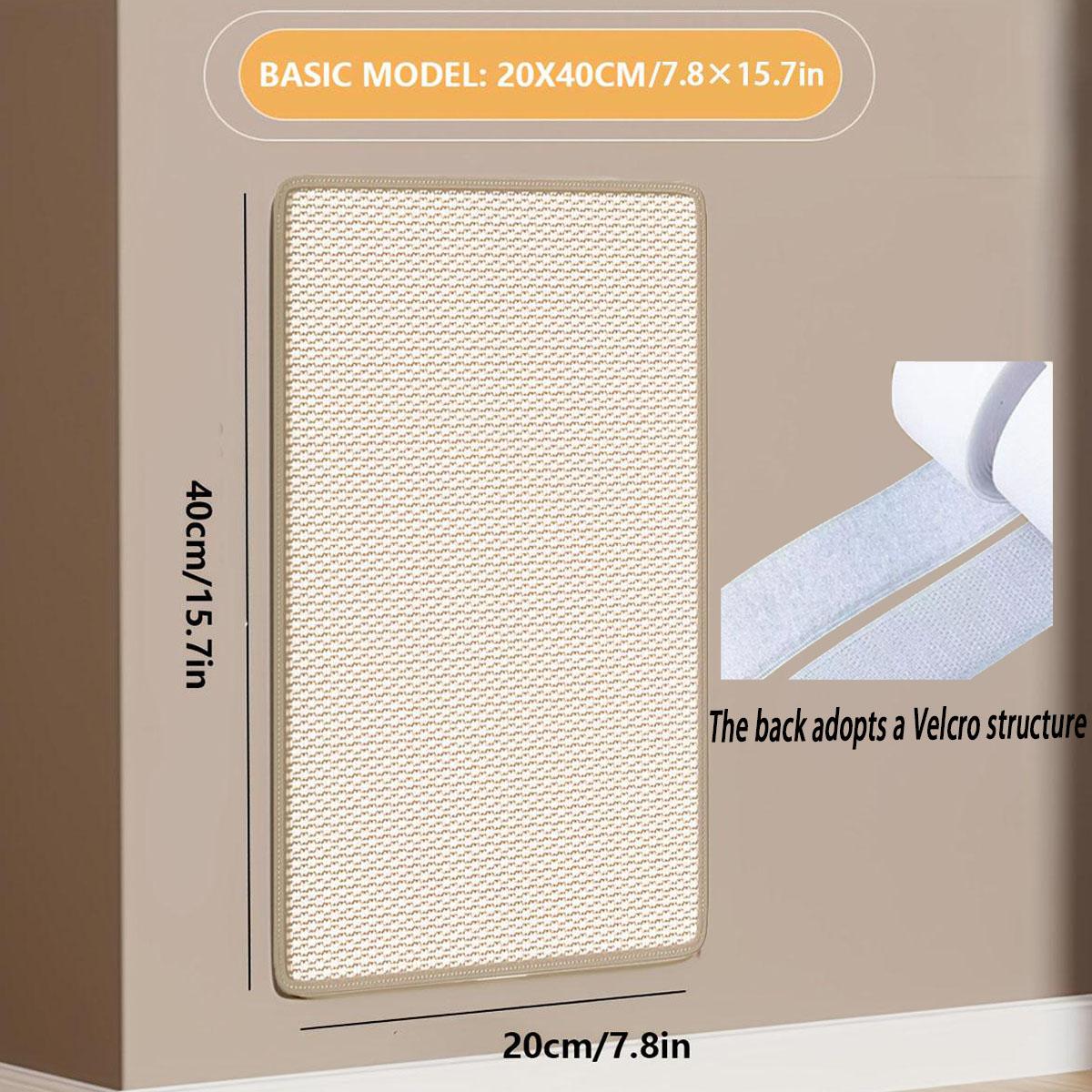 1pc Sisal Cat Scratching Mat Pad, Natural Sisal Scratcher - with Reusable Fastener Strips, No Residue, Durable Natural Sisal Fiber Surface - Perfect Gift for Cat Lovers, Sofa & Corner Protector, Cat Scratch Deterrent with Hook & Loop Tape