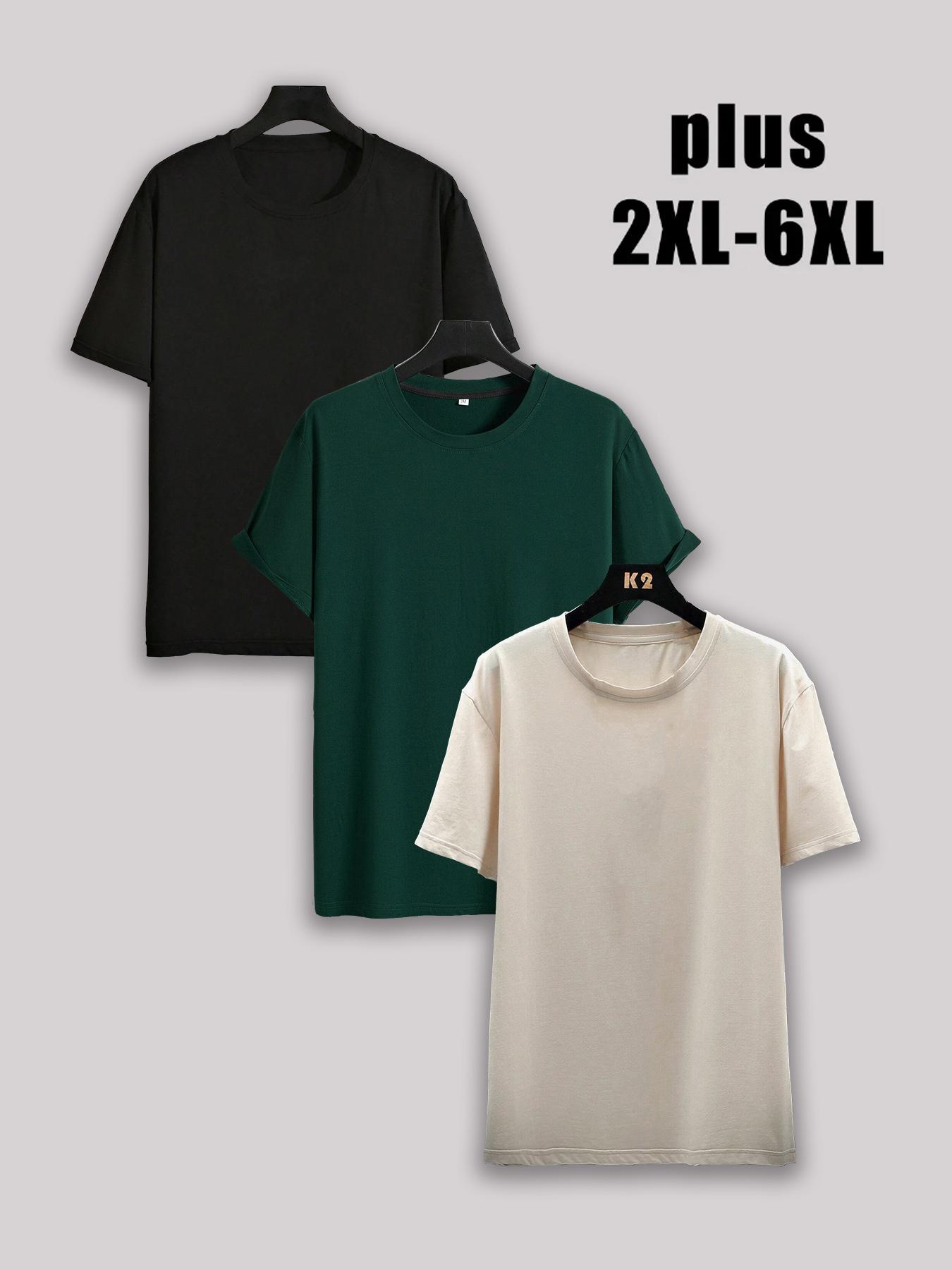 Men's Plus Size Solid Drop Shoulder Short Sleeve Tee, Casual Basic Round Neck T-shirt for Daily Wear, Men's Plus Size Clothes for All Seasons