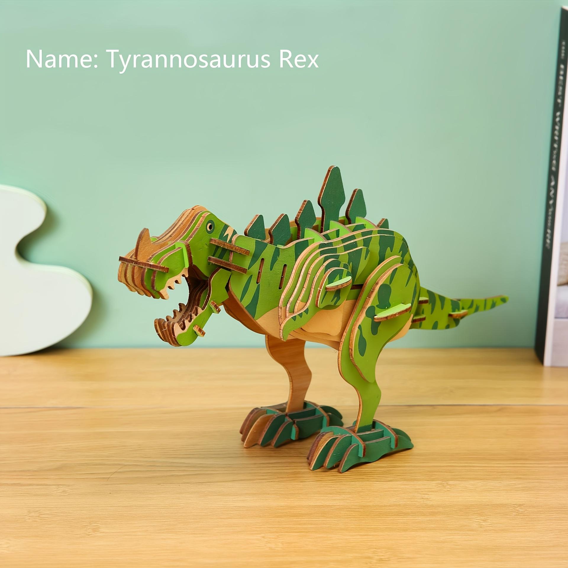 Small Tyrannosaurus Rex Wooden Puzzle, 3D Assembly Animal Model, Educational Toy, Realistic Animal Series Ornament, No Battery Needed