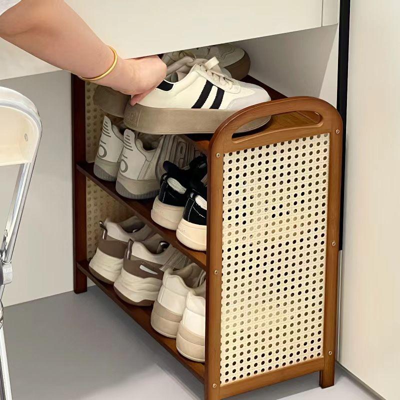 3-Tier Bamboo Shoe Rack, Multi-Layer Stand-Up Organizer, Ideal for Entryway, Hallway, Bedroom Closet, Space-Saving Design, Modern Shoe Organizer, Wooden Shoes Rack