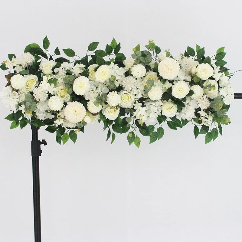 100cm Luxury White Rose Artificial Flower Row Wedding Table Centerpiece Flowers Backdrop Wall Arches Decor Party Stage Floral 100cm Luxury White Rose Artificial Flower Row Wedding Table Centerpiece Flowers Backdrop Wall Arches Decor Party Stage Floral
