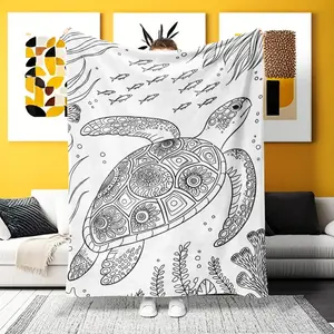 "A Intricate Mandala Turtle Flannel Blanket – Ultra-soft for Home, Camping & Office! Ideal for art & nature lovers seeking calming, detailed decor with a black-and-white mandala-turtle twist and cozy, versatile functionality."