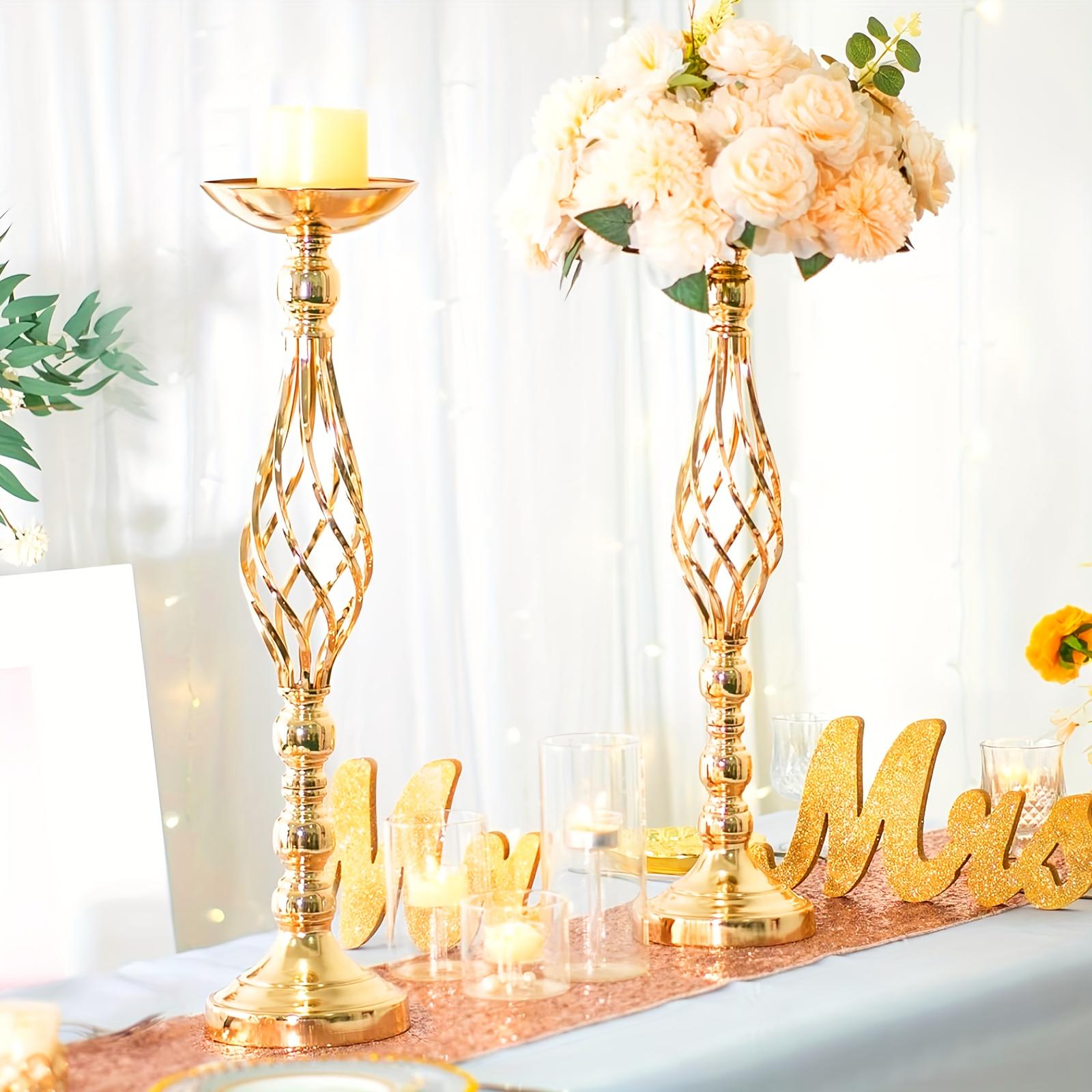 10pcs, Perfect Wedding Banquet Table Centerpiece, Elegant Metal Small Vase, Golden And Silver Bohemian Artificial Flower Decoration Bottle, Multifunctional Flower Stand Candlestick